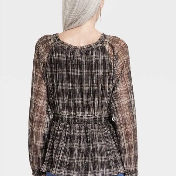 Knox Rose Long Sleeve Metallic Lurex Blouse - Picture 4 of 4